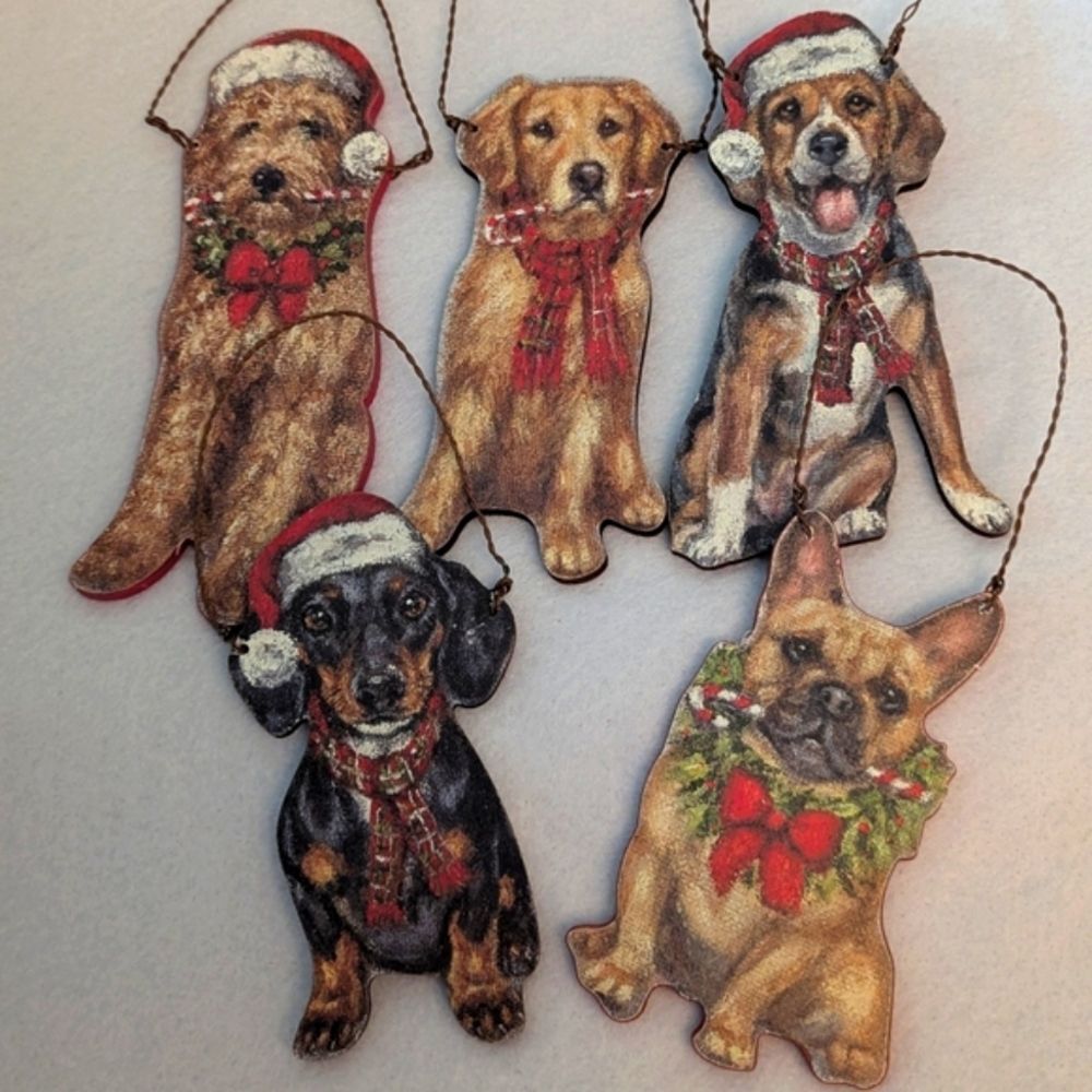 Festive Dog Christmas Ornaments Beagle French Bulldog Goldendoodle Retriever